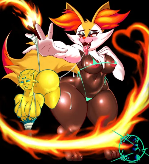 I made a Braixen with Joltik by BrainlessVeal