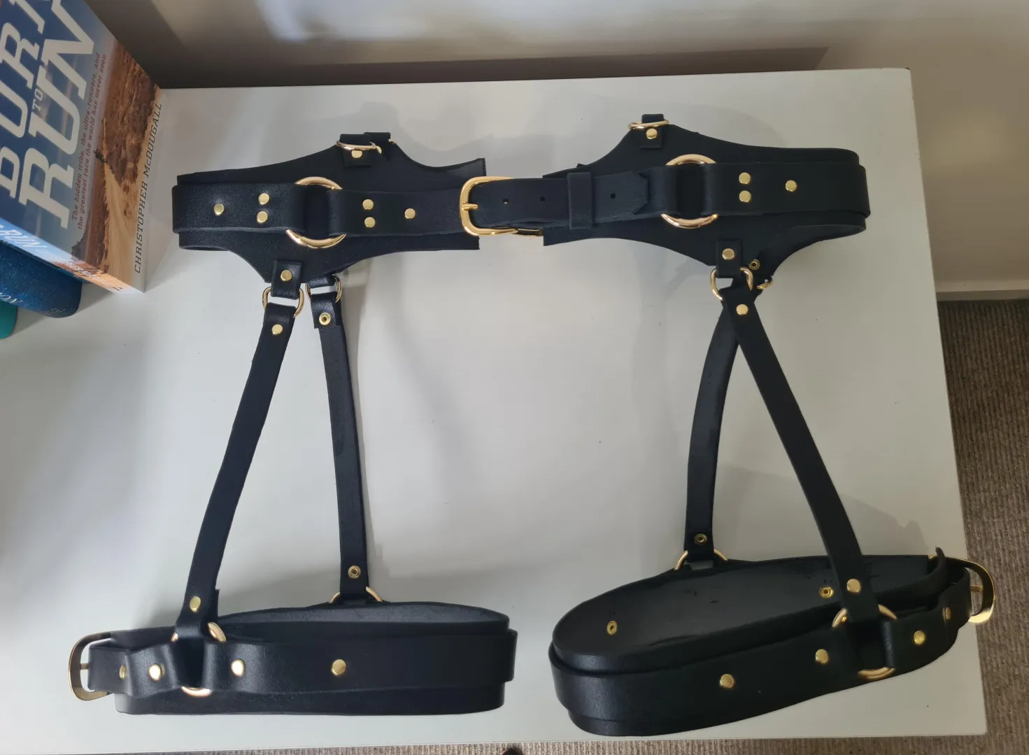 I made a Leather Leg Harness. The next step is to try and make a seperate strap-on harness attachment for it. posted by moreish193