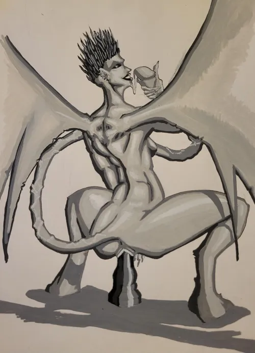 'I think she saw us', acrylic pen on paper, me(OC) by AutomaticMuscle8179