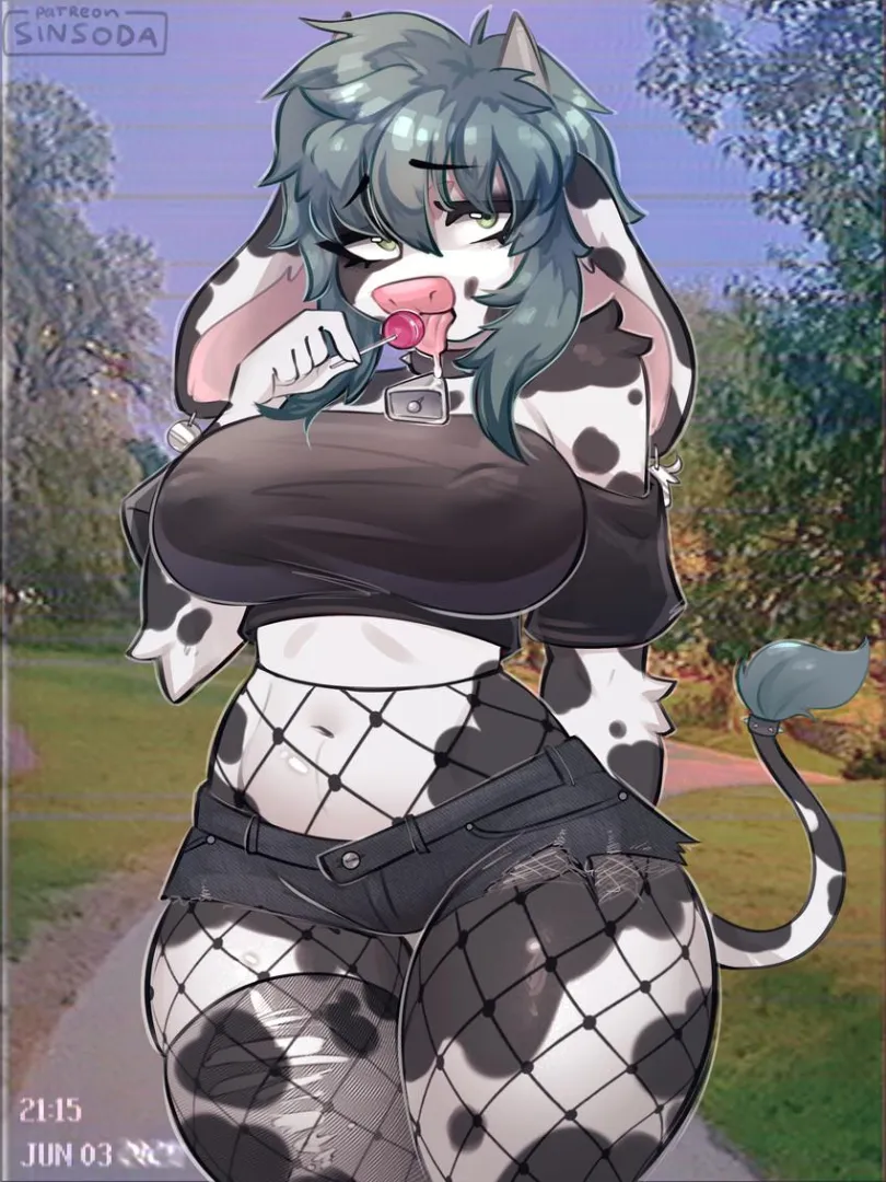 I was relaxing at the park when I saw a goth cowgirl who was dressed very skimpy. It was the first time I had been attracted to an anthro, and I think she could tell. She came over and offered me her lollipop, but when I licked it we swapped bodies! (RP) posted by swapping_bodyswap