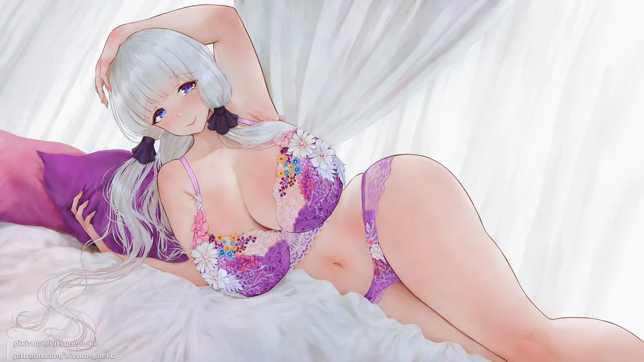 Illustrious in purple bra (狐猫) posted by elegantloveglimmer