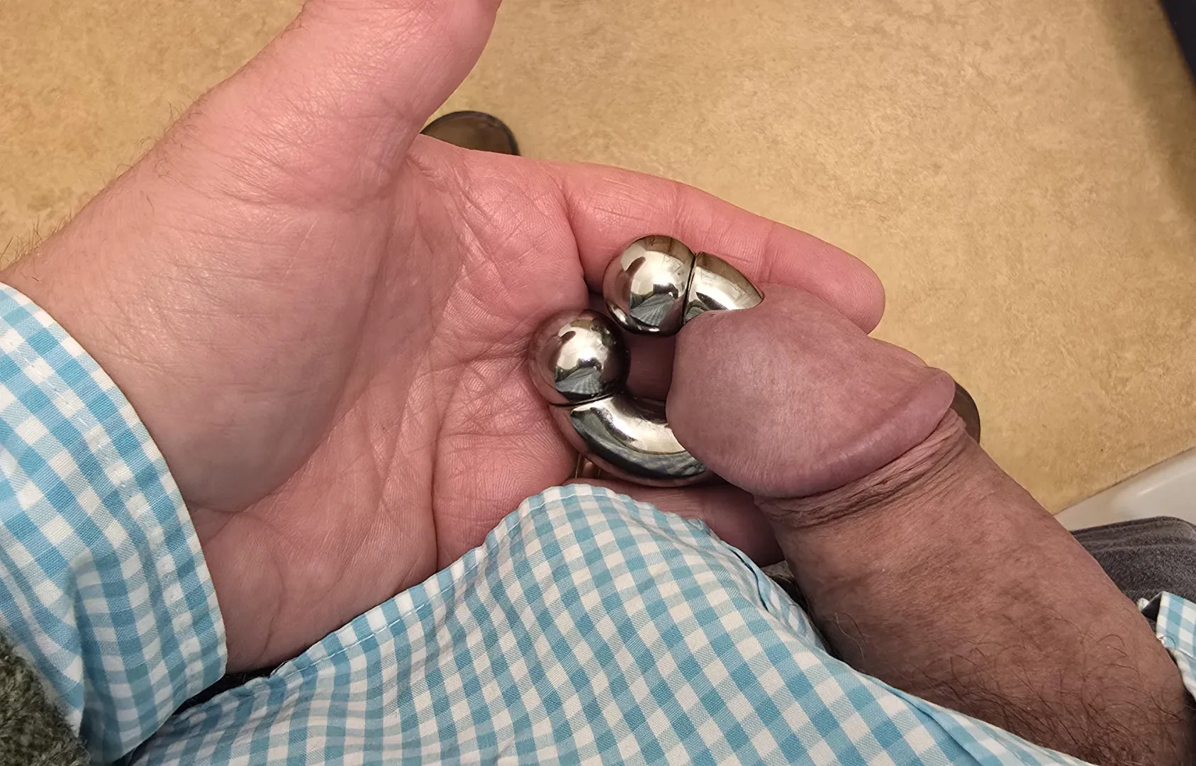 I'm having a very hard time keeping this in my pants. 16mm x 16mm with 20mm balls posted by PiercedBiBottom