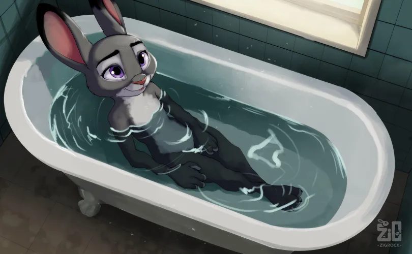 In the bathtub. (Credit: Zigrock) by TenderPaw64