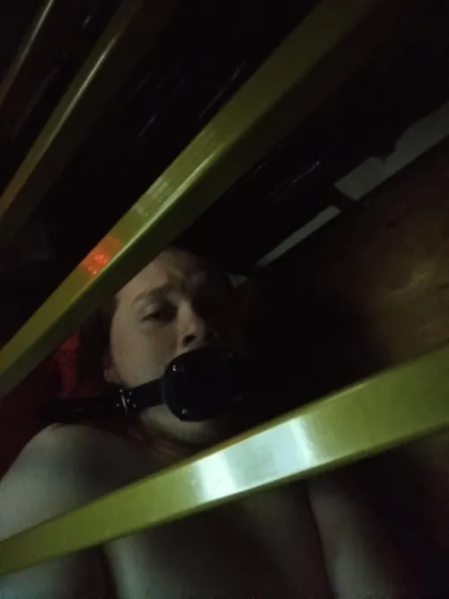 in the cage, dildo gag touching the back of my throat. in pain, exhausted. abandoned while humans go to sleep on a bed and leave the toy captive in a cage in another, empty room by cruel_captive