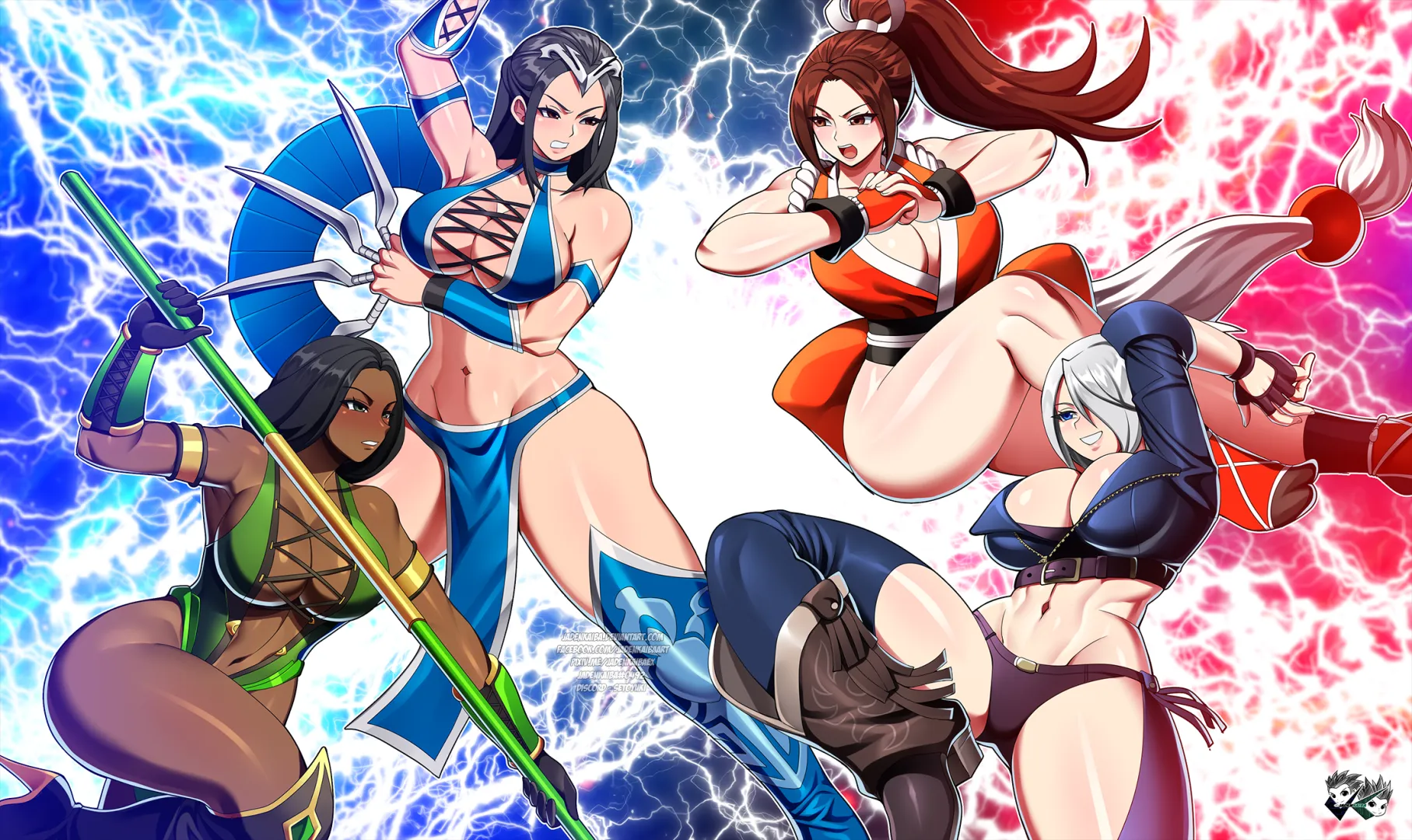 Jade and Kitana from Mortal Kombat; and Mai Shiranui and Angel from King of Fighters. Choose one from each franchise to be your fighting waifus... posted by jordidipo2324