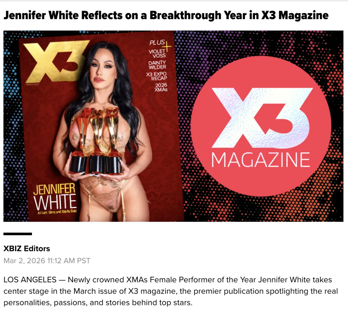 Jennifer White Reflects on a Breakthrough Year in X3 Magazine posted by DSCholly