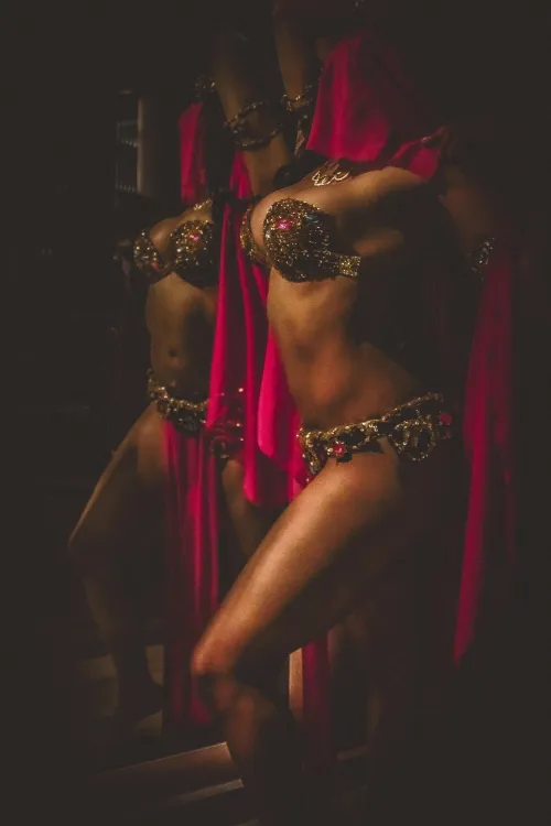 Jewel-toned costume and veiled allure give this a timeless fantasy mood by Belladancer_beauty