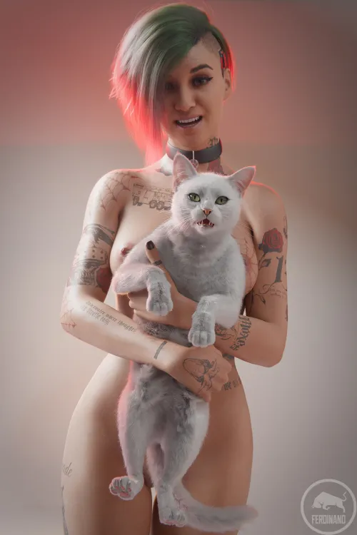 Judy and her kitty (Ferdinand) by Poke-Oji