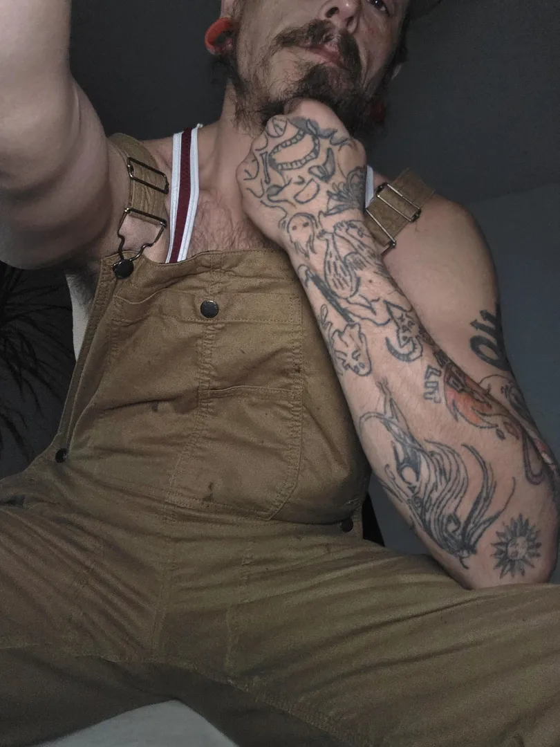Just a tired amateur gay content creator with nothing but my newest assless singlet on under the coveralls posted by HungRabbit420