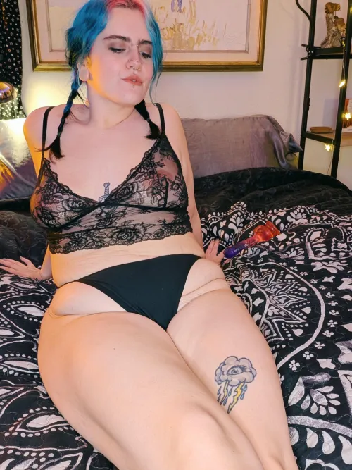 Just hanging out on the bed with my favorite toy  by Sage_and_Forest