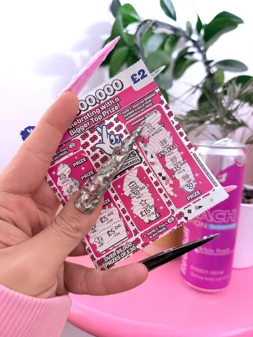 Just won £10 on a £2 scratch card, so by my girl math logic 5 subs now owe me angel number £44.44 each! ⛓️⛓️ by goddess_sintra