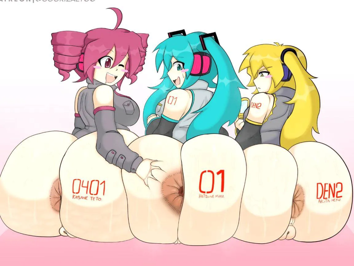 Kasane Teto, Hatsune Miku, & Akita Neru (cookizalt00) [Vocaloid] posted by bloomingmilahx