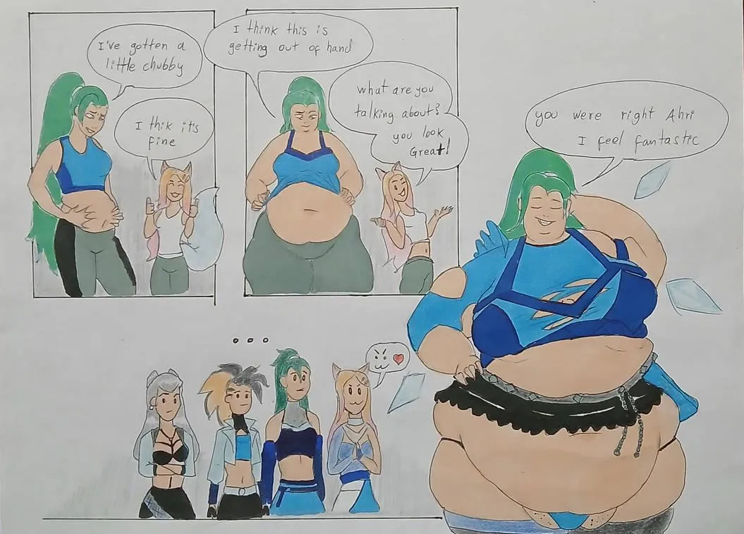 K/DA Seraphine's weight gain manipulated and influenced by K/DA Ahri (Built like a star by Weirdsnowball) posted by Seraphine2005