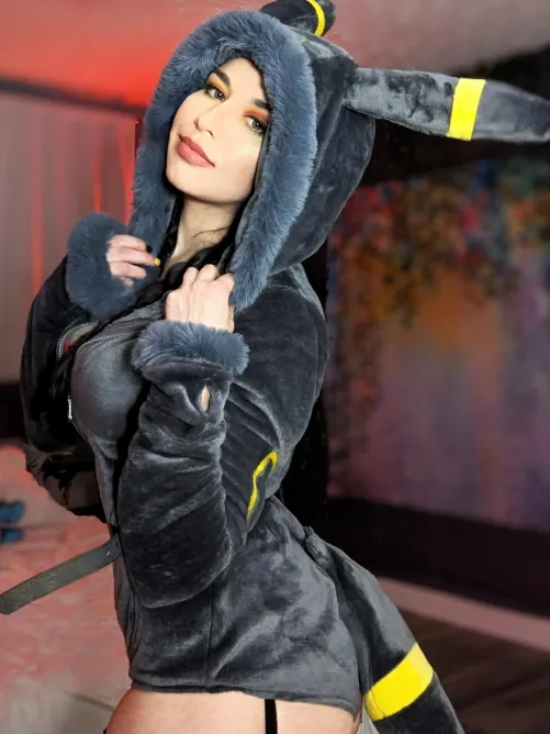 keeping warm in my cozy Umbreon onesie while i'm snowed in  by raenarchy