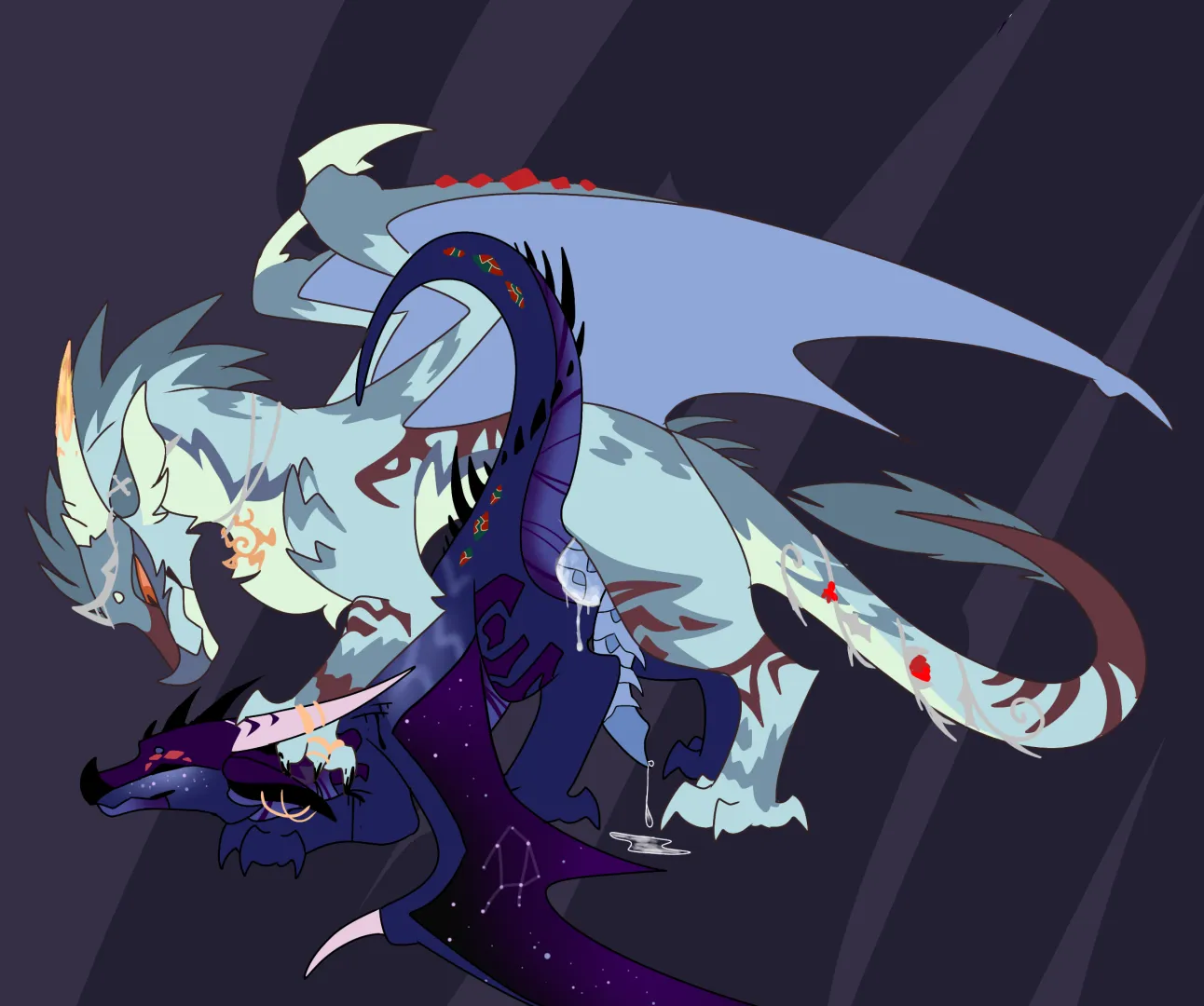 King Borealis, of the ice wings, making sure a lesser dragon knows his place hehe (my OC, made by A_bananaphone) posted by Ruby_the_dragon2