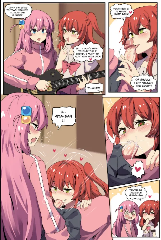 Kita Ikuyo sucking on the soft futa of her antisocial friend Hitori, comic artist (Hinghoi) posted by Fair_Championship471