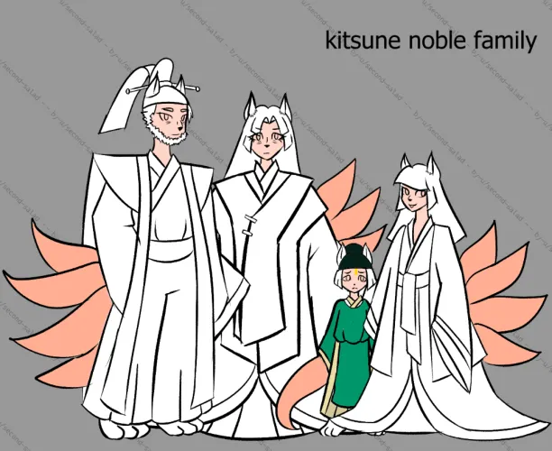 Kitsune noble family by u/second-salad. any suggestion for the colors ? by second-salad