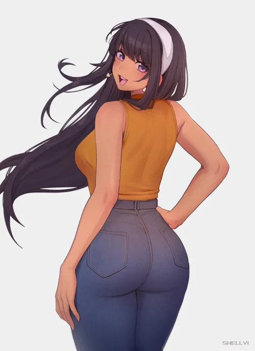 Kyanna seems really happy after noticing a certain someone behind her - Art by @ShellviArt by StarfishAtLarge