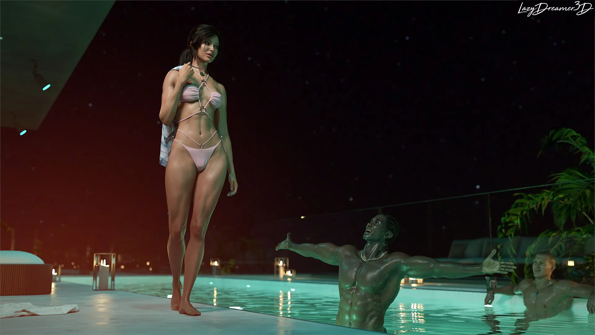 Lara at the pool (lazydreamer3d) posted by Poke-Oji