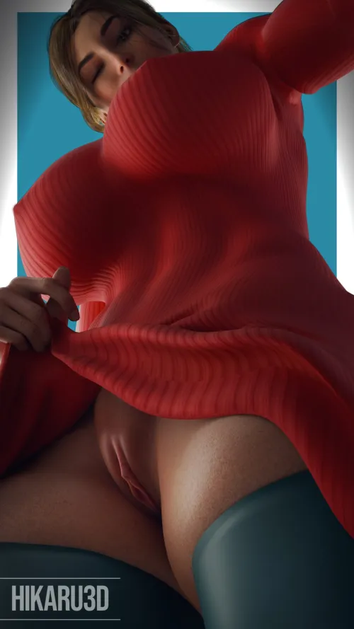 Lara giving a quick peek (Hikaru3D) by Poke-Oji