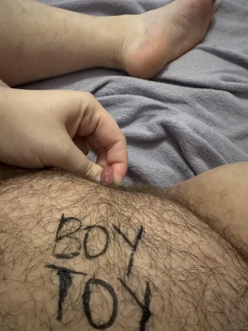 Last time I was forced to write ‘boy toy’ on my pathetic body and stretch my cock. Please bully me and abuse me more  I love it!  by Ash_errrrFTM