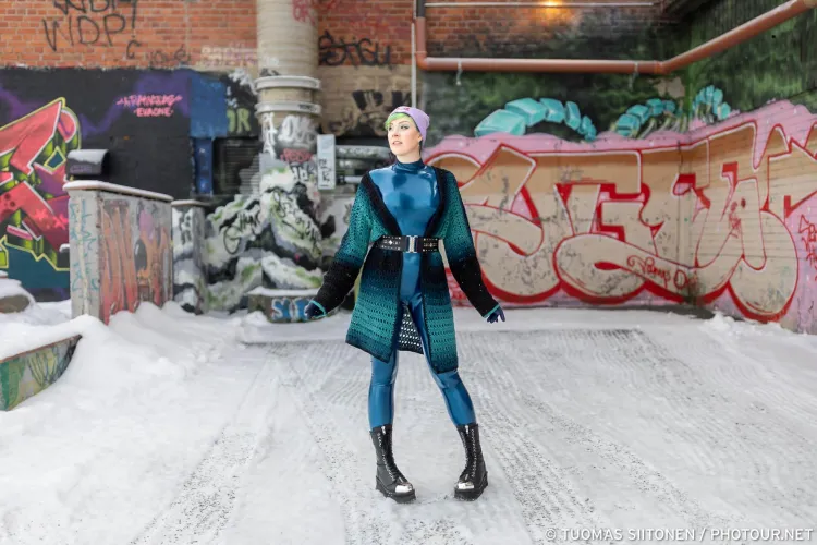 Latex catsuit under a crocheted jacket is... still pretty cold, to be honest by TuomasS