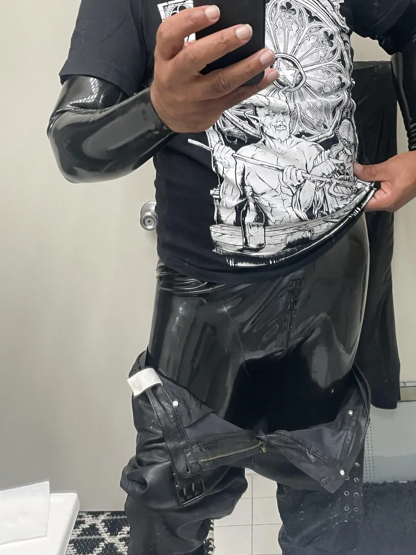 Leather jeans over latex posted by Ok_Lime2251