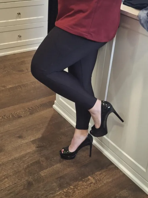 Leggings and heels. There's no better combo! by KMillMILF