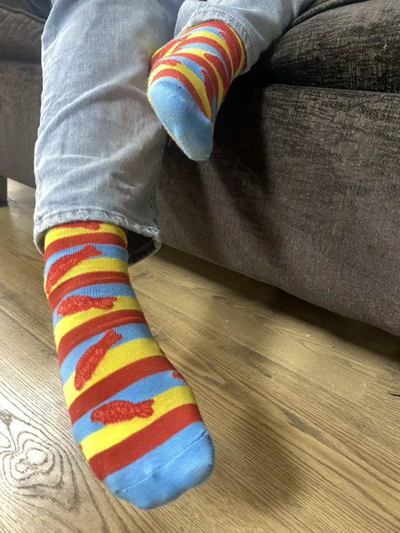 Let me shove my feet in your face and I’ll give you a prize ;) posted by Silly_Socks_Girl