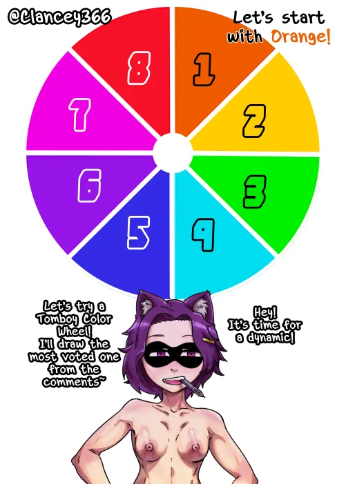 Let's make a tomboy color wheel, I'll draw the most requested for each color~ (@Clancey366) by lain_clancey