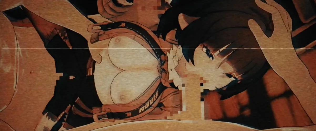 LF Color Source, 1girl, 3boys, 3d, jane doe (zenless_zone_zero), black hair, blowjob, handjob, missionary, clothed sex, fellatio, group sex, hand on head, large breasts, exposed breasts by xoblor