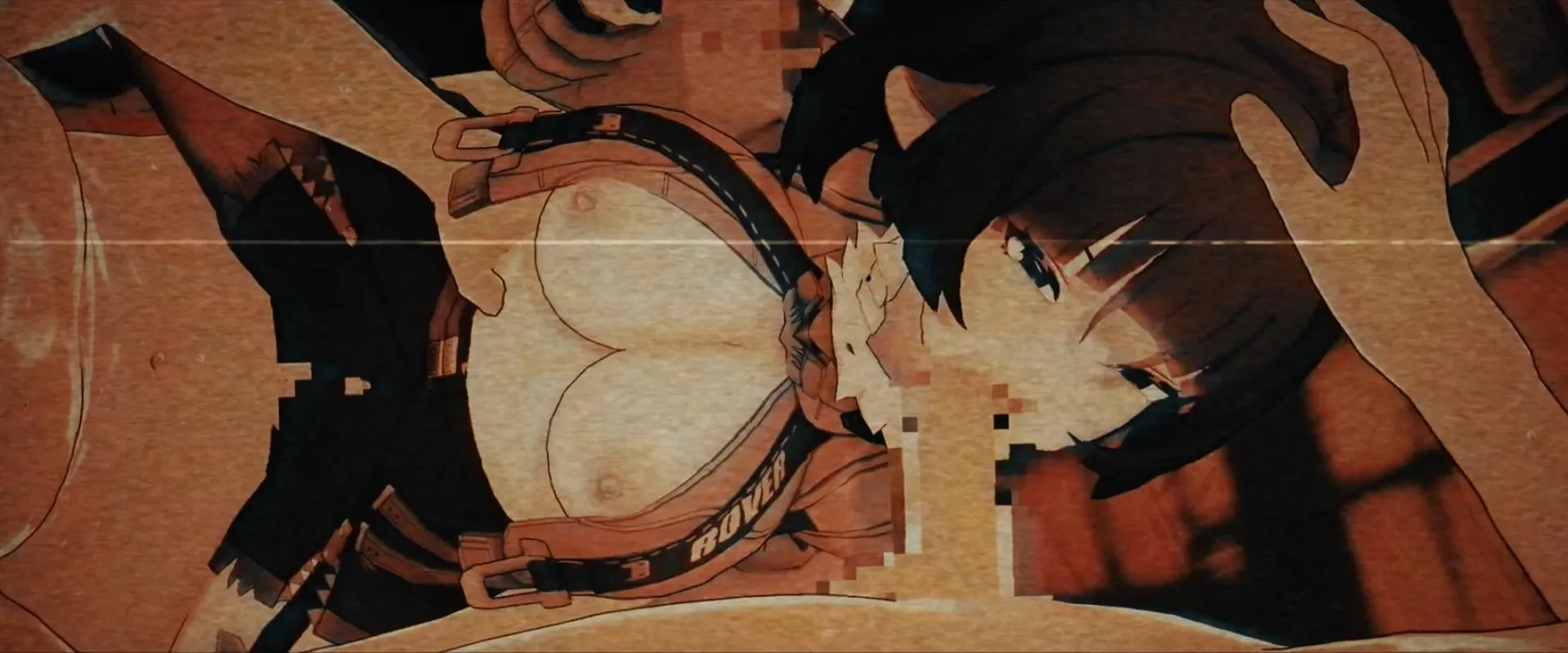 LF Color Source, 1girl, 3boys, 3d, jane doe (zenless_zone_zero), black hair, blowjob, handjob, missionary, clothed sex, fellatio, group sex, hand on head, large breasts, exposed breasts posted by xoblor