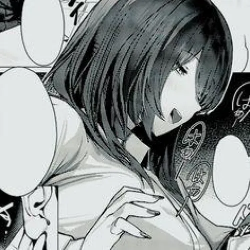 LF mono source: 1girl, eye covering bang, painted nails, no text, speech bubbles, mouth open, ear, black hair, short hair by Deflixirvvv