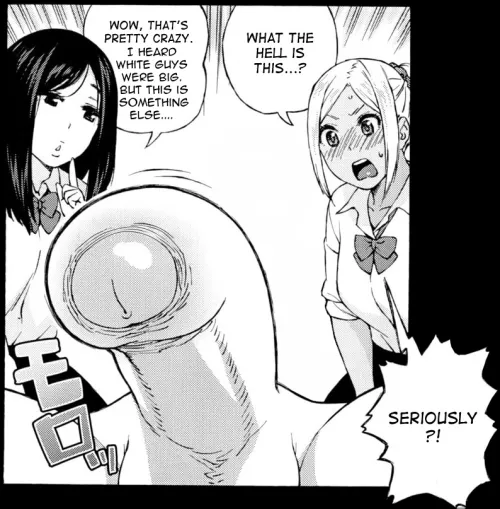 LF Mono Source: 2girl, black hair, gyaru, school uniform, big penis, 