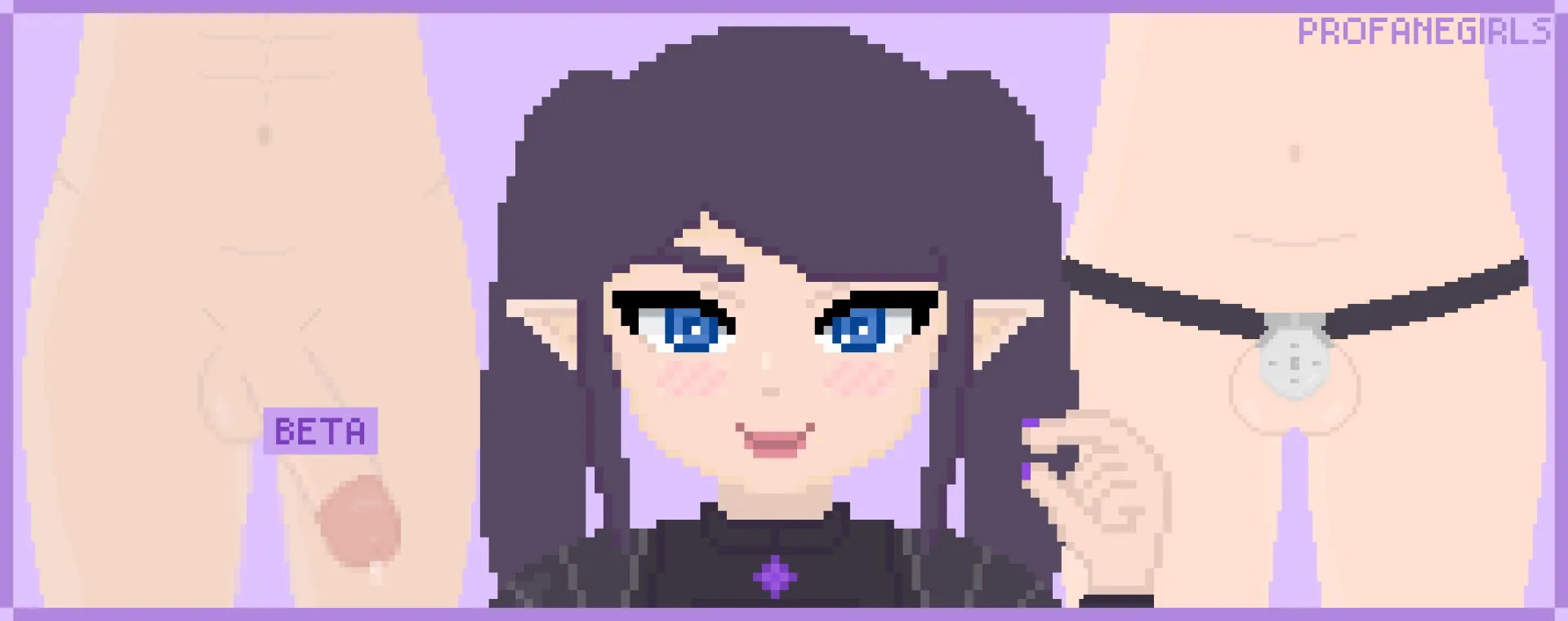 Lily humiliating her sub while he's locked in chastity  (training pixel art to gamedev) posted by profanegirls