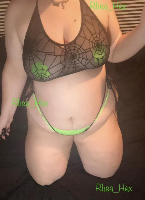 Lime green and spider web lace by Rhea_Hex