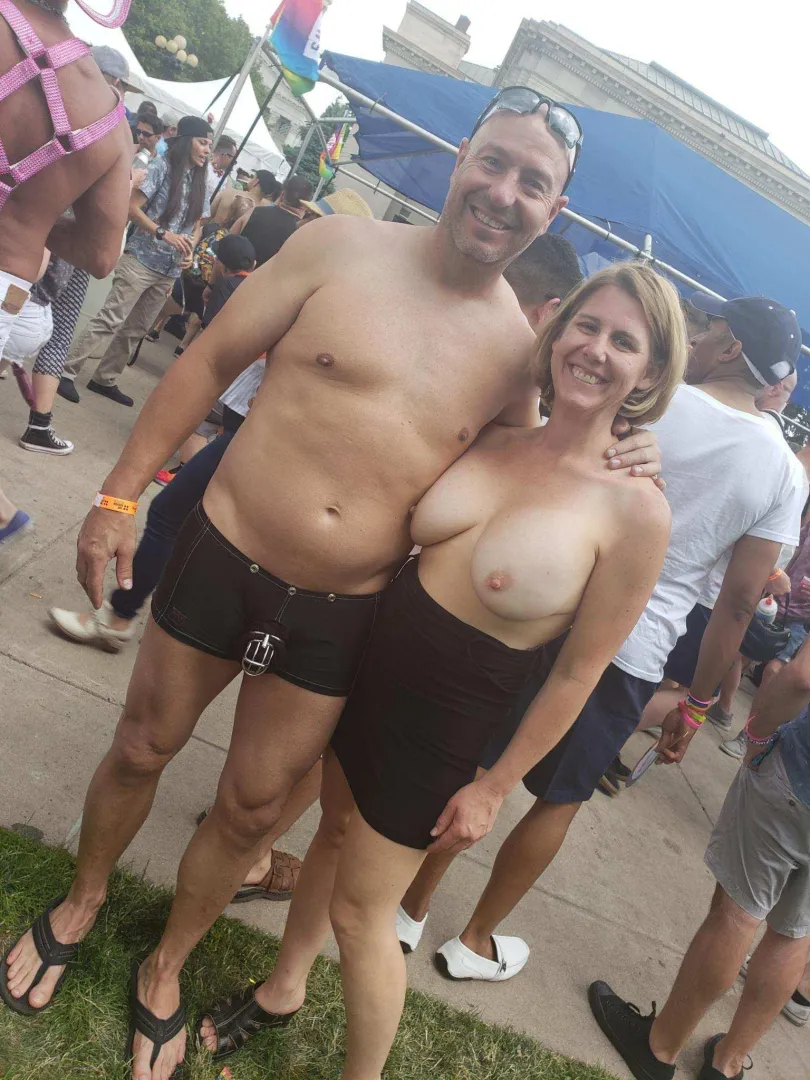 Locked in Chastity at Denver Pride for the whole world to see. posted by ChastityCouple21