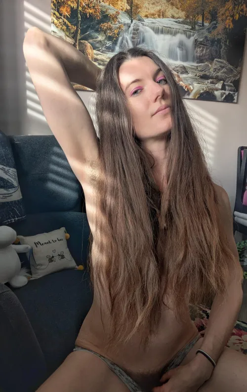 Long thick dark hair covers many places x by Ambzz011