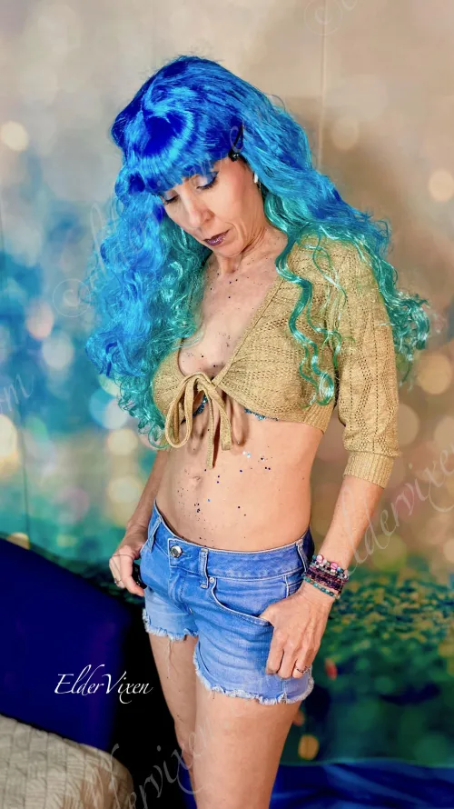 Lowrise blue jean shorts are the way to go...cool and functional by ElderVixen