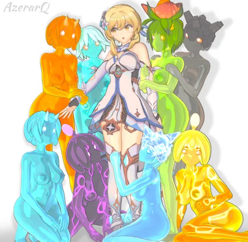 Lumine, slime attack (AzerarQ) [Art by me] by AzerarQ