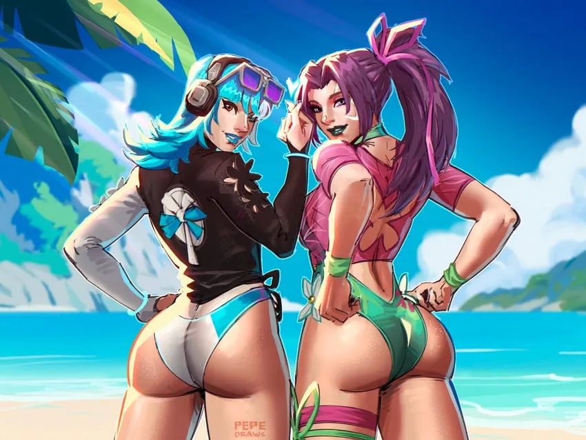 Luna & Psylocke Booty on the Beach [Marvel] posted by sd6636