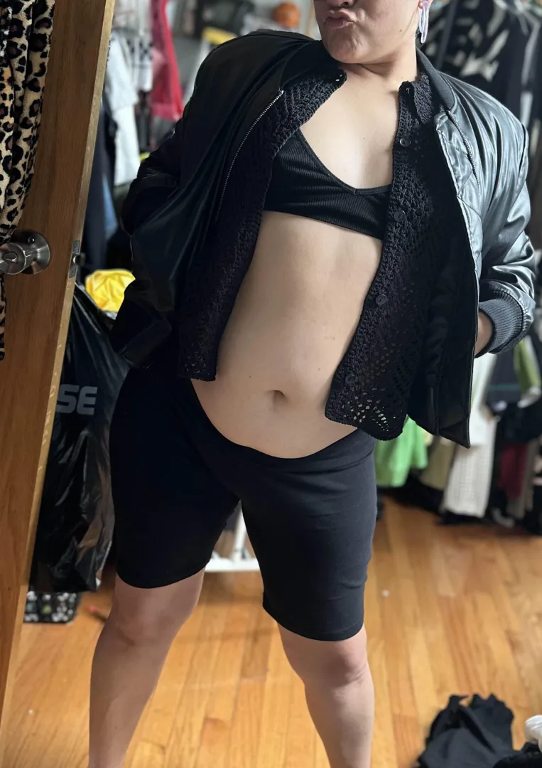 Luv letting it all hang out  Should I wear this to the club and see how many chubby chasers I catch starring? posted by Brujabimbo