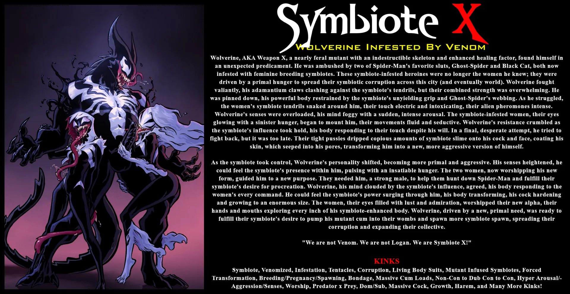 [M4F] Symbiote X: Wolverine Infested By Venom! (Artist: Maxspite) posted by FuckMeMrIrish