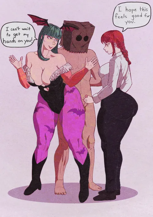 Makima handjob ft morrigan aensland by me by masochistmaverick