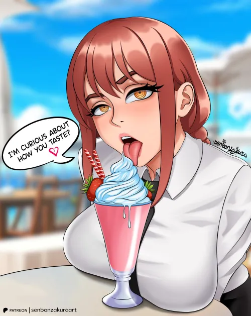 Makima licking ice cream (SenbonzakuraArt) [Chainsaw-man] by Senbonzakura_art