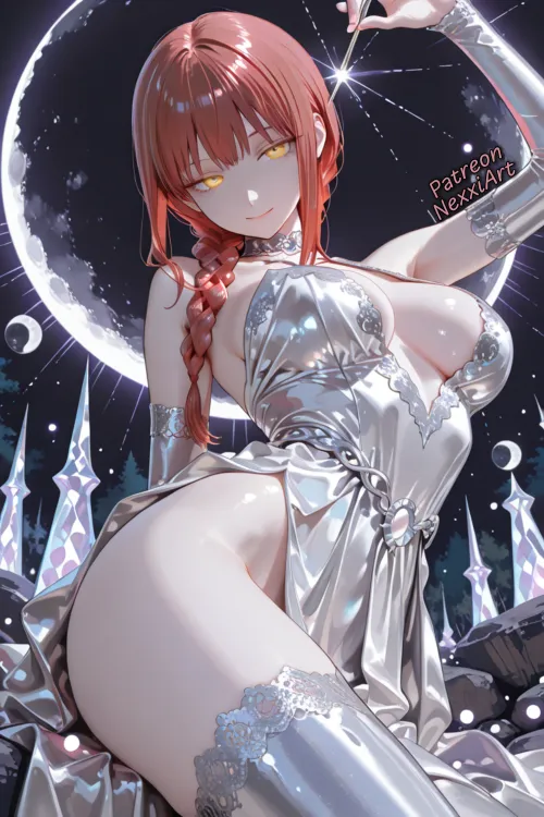 Makima Silver Moon Witch Gown ️ (NexxiArt on X) by BottleLarge7434