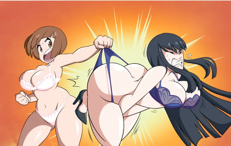 Mako humiliates Satsuki by using a new technique on her, stretching her underwear [Grimphantom]. by Fair_Championship471
