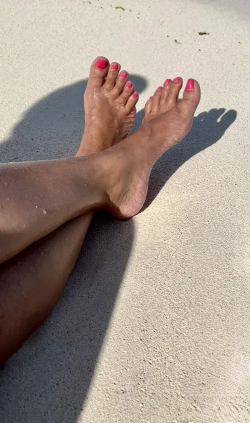 Mature feet in the sun! Look at those long toes in the shadow. by BarefootWithFaith