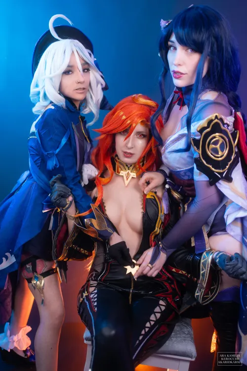 Mavuika, Furina & Raiden Shogun from Genshin Impact by Kerocchi, AkaRedKarma & AraKamelia by kerocchi