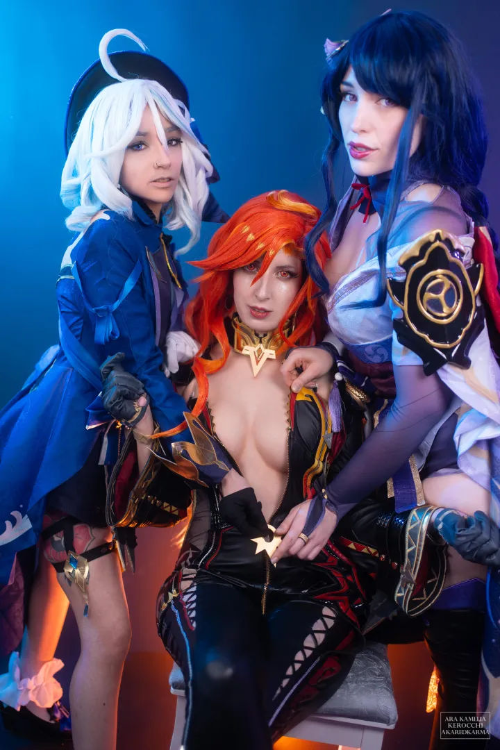 Mavuika, Furina & Raiden Shogun from Genshin Impact by Kerocchi, AkaRedKarma & AraKamelia posted by kerocchi